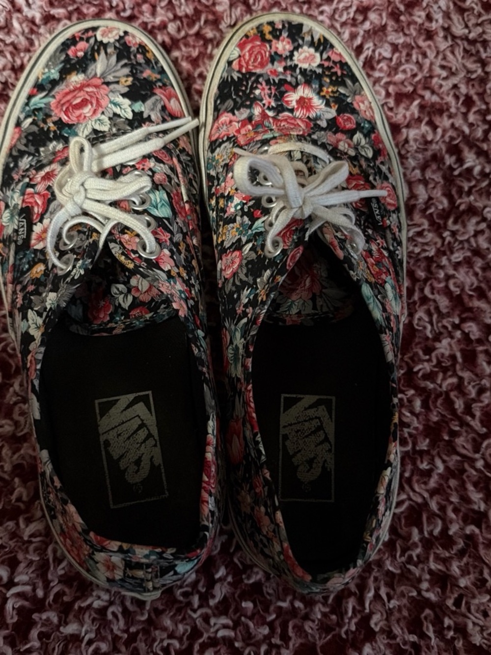 Vans Floral Low-Top Sneakers in Black, Pink & Green